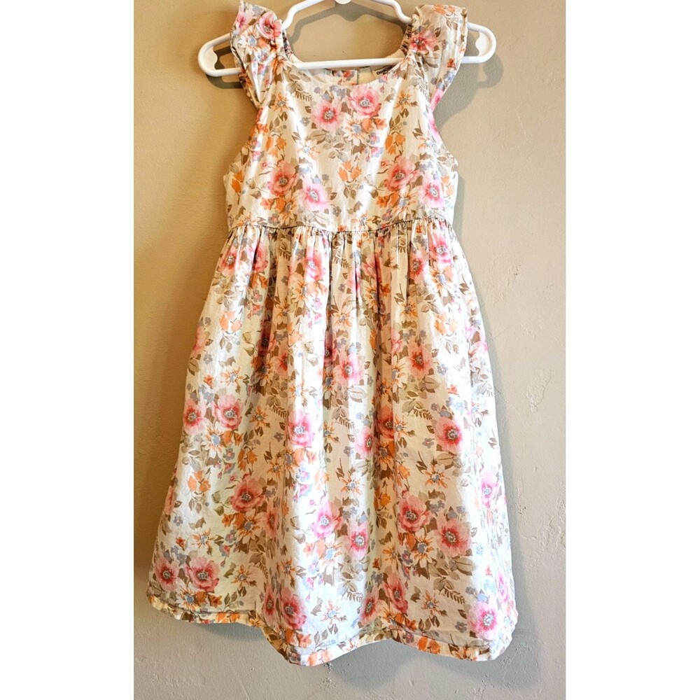 Osh Kosh B'gosh Girls Sleeveless cream, pink, flower sundress size 4T